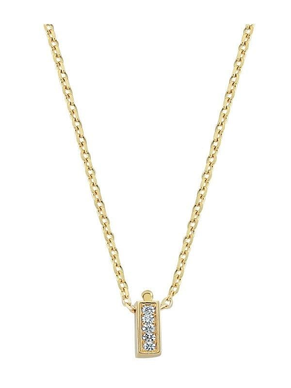 Altın Taşlı İ Harfli Kolye