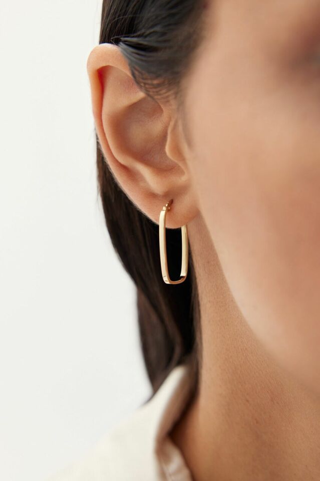 Altın Kare Halka Küpe