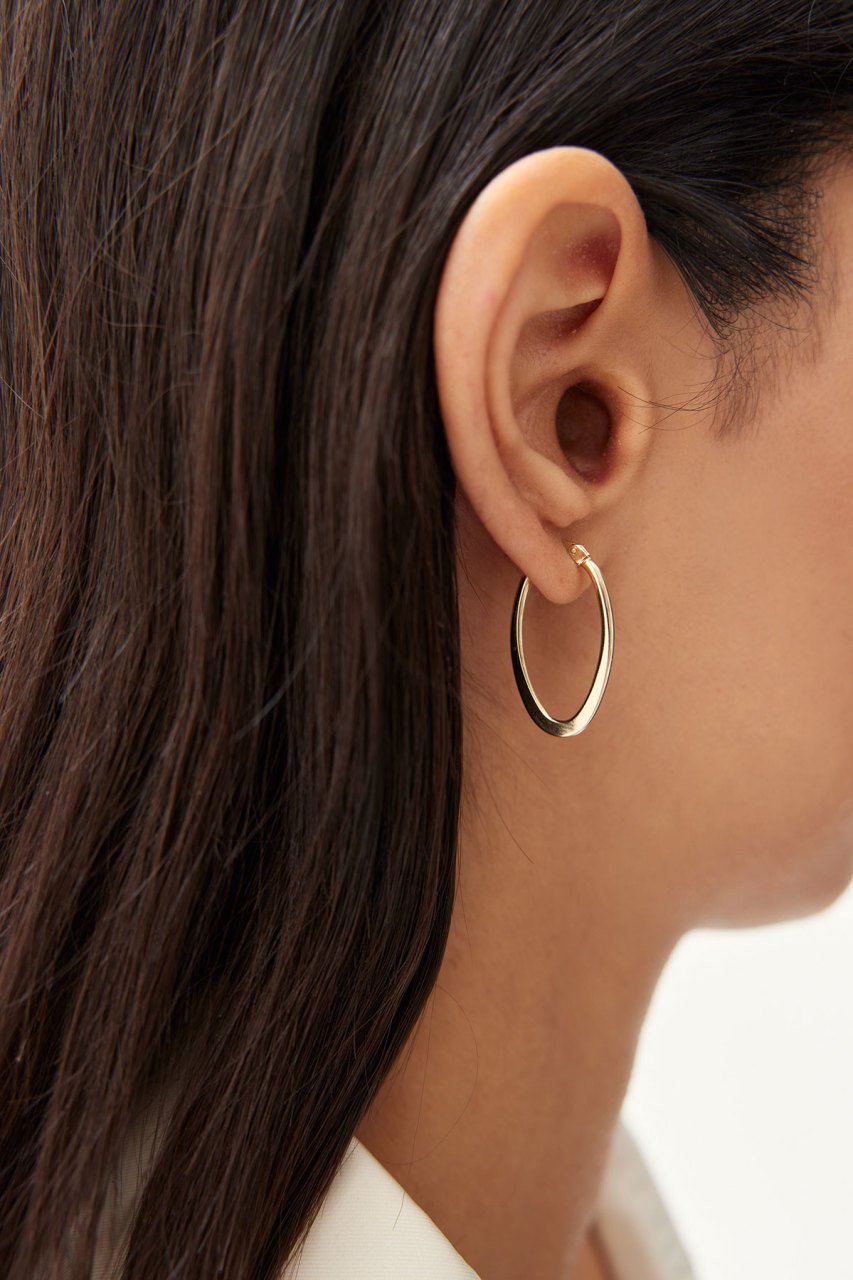 Altın Yassı Halka Küpe