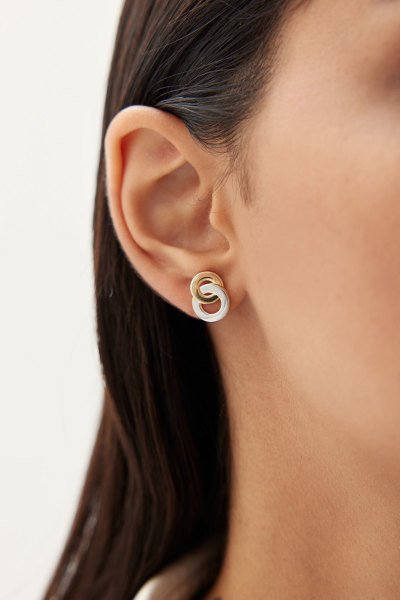 Altın İç İçe Daire Küpe