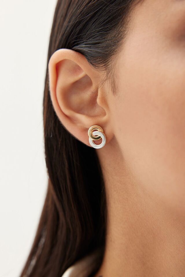 Altın İç İçe Daire Küpe