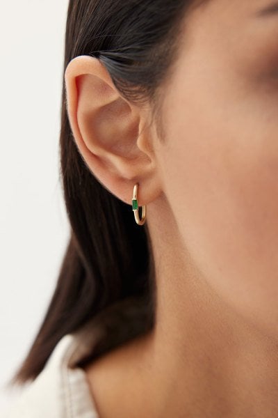 Altın Mini Taşlı Küpe