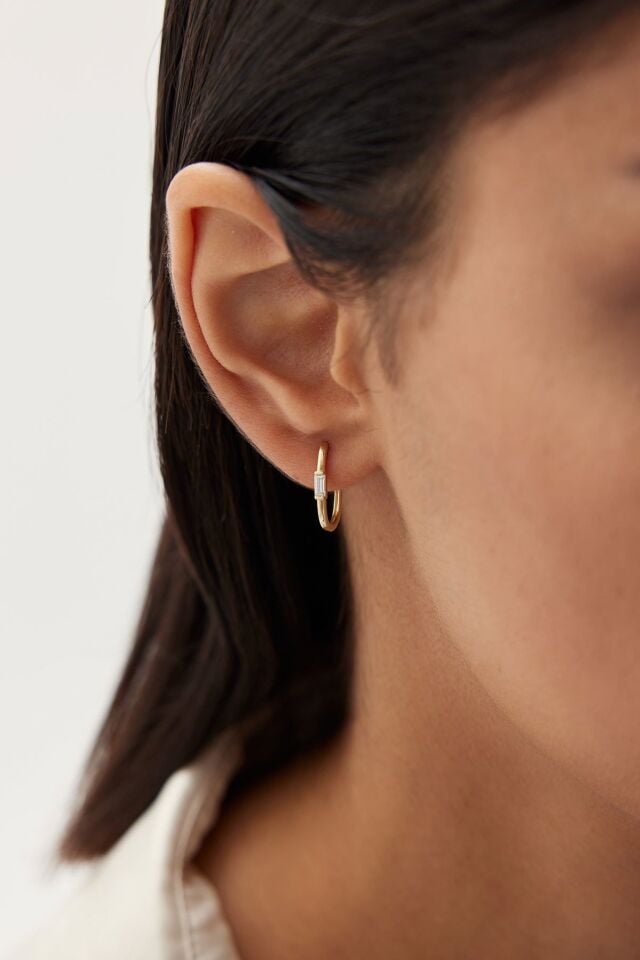 Altın Mini Taşlı Küpe