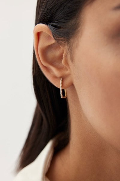 Altın Mini Sıra Taşlı Küpe