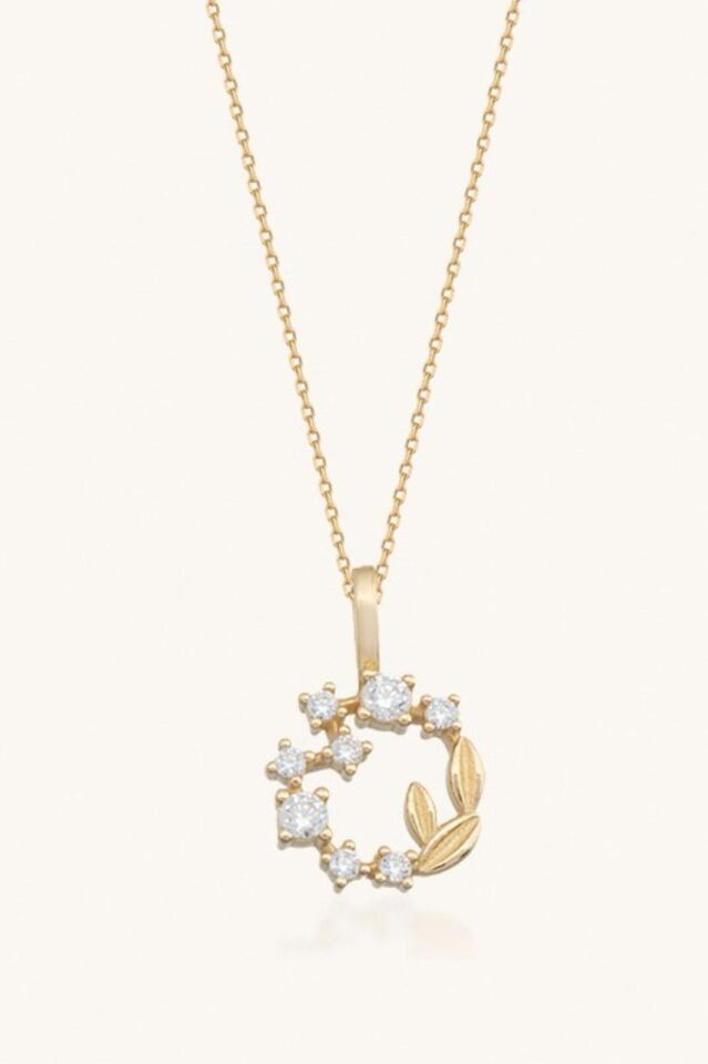 Altın Taşlı Baget Çember Kolye