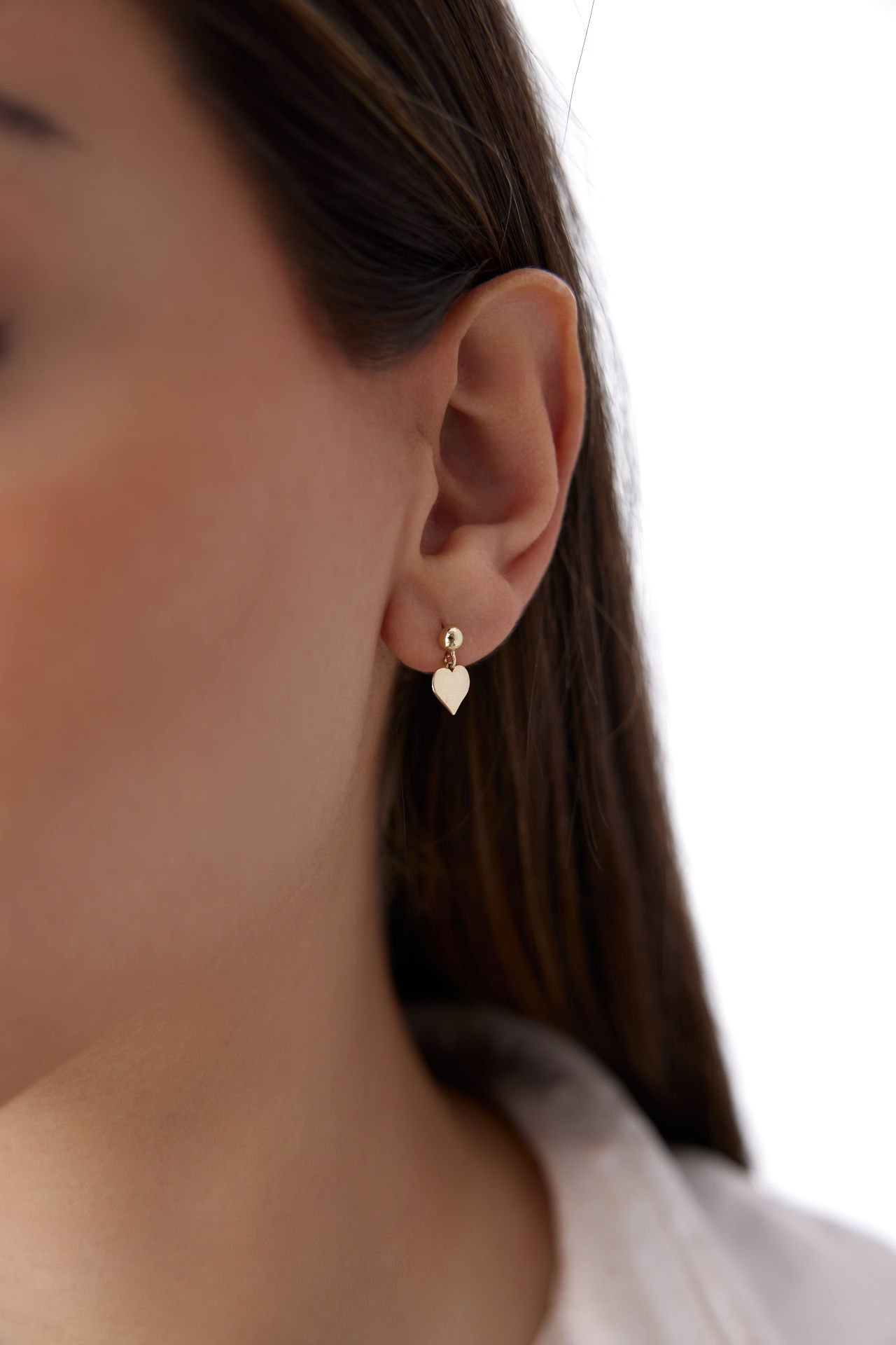 Altın Kalp Sallantılı Küpe