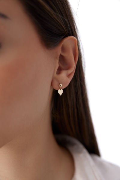 Altın Kalp Sallantılı Küpe