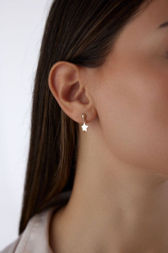 Altın Sallantılı Yıldız Küpe