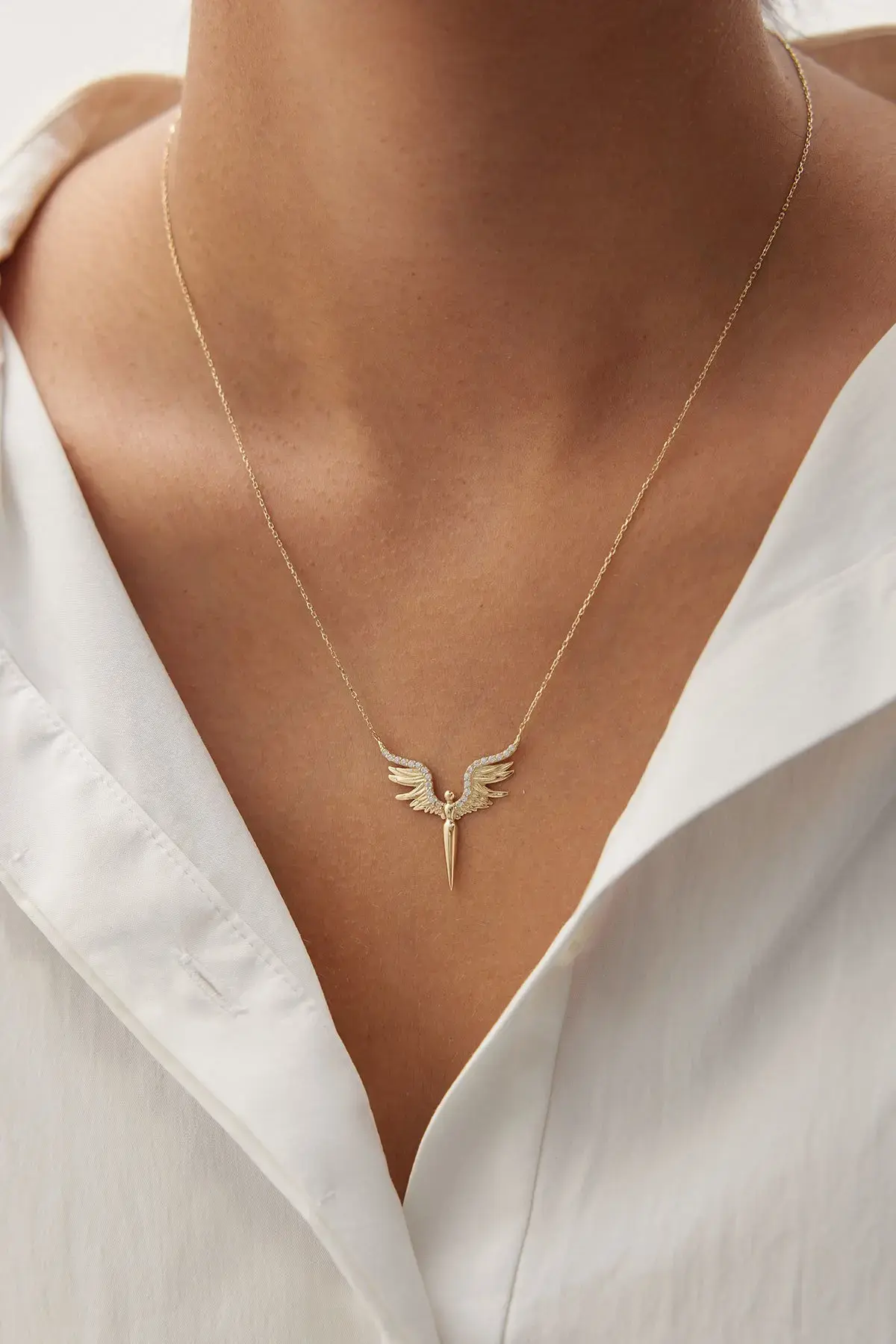 Altın Mikail Meleği Kolye