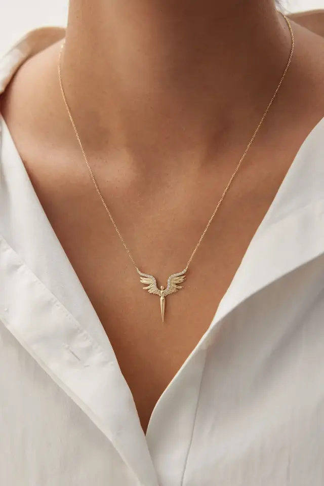 Altın Mikail Meleği Kolye