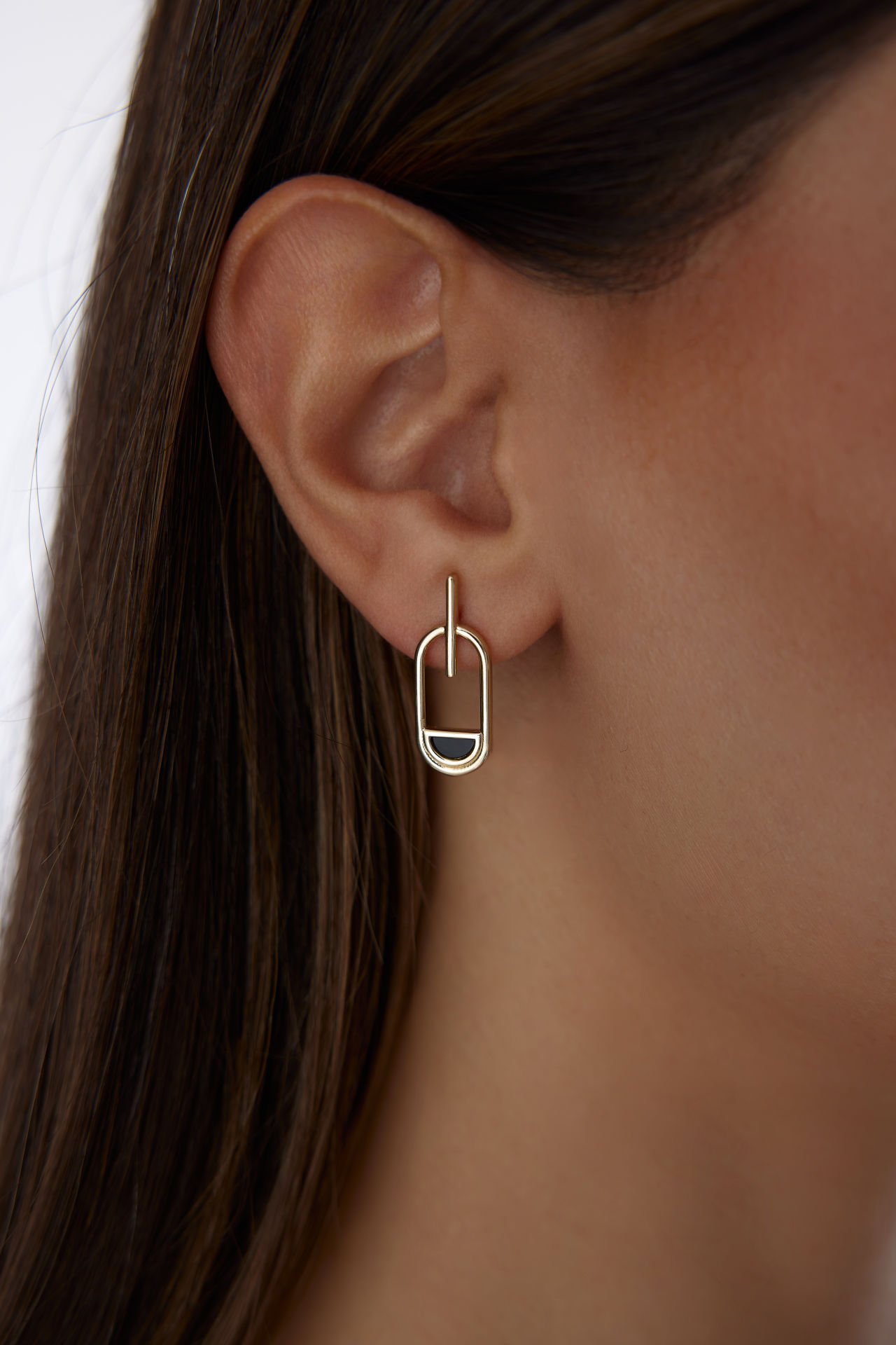 Altın Siyah Mineli Küpe