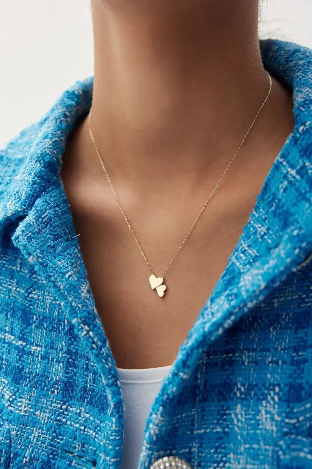Altın Double Heart Kolye