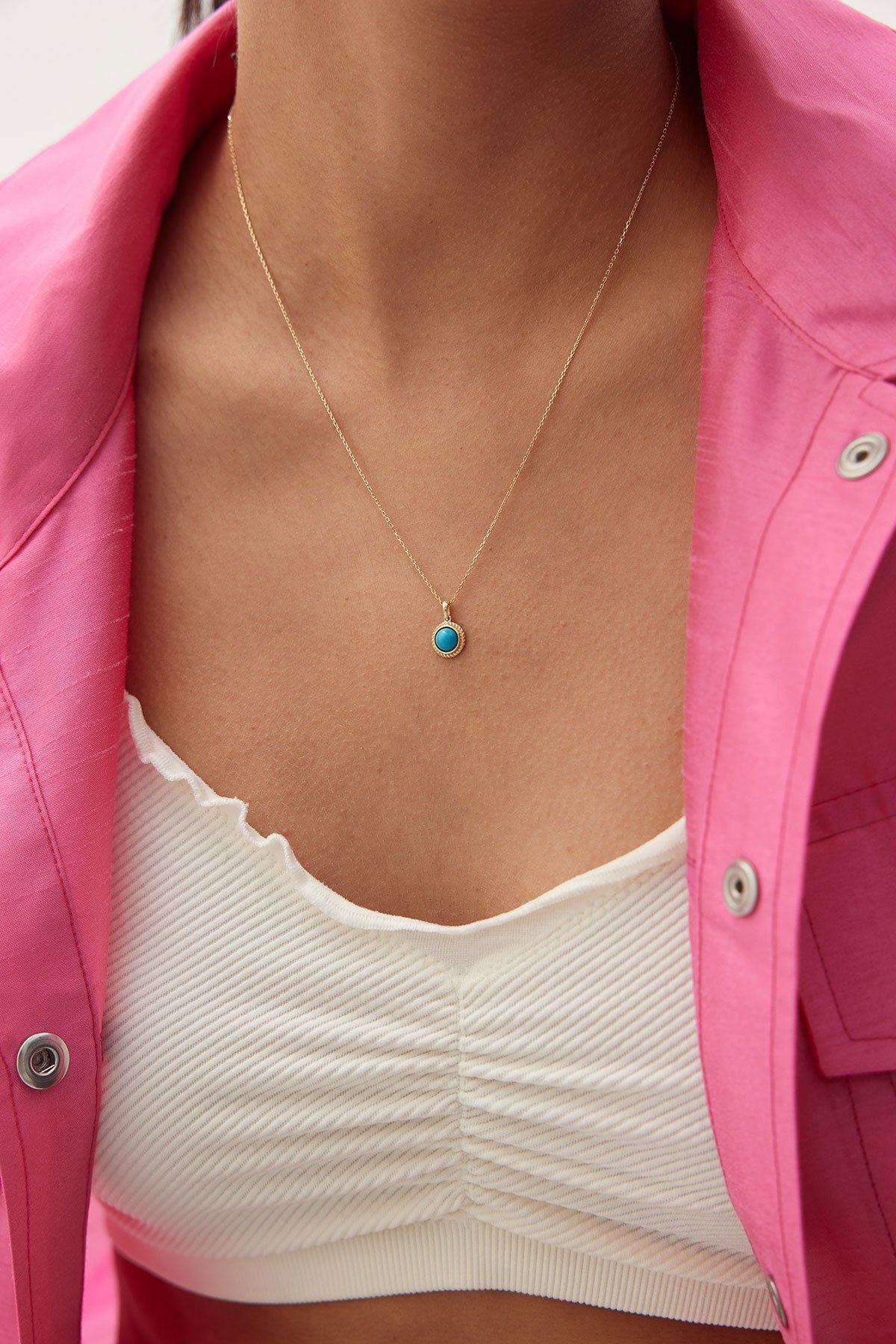 Altın Mavi Taşlı Kolye