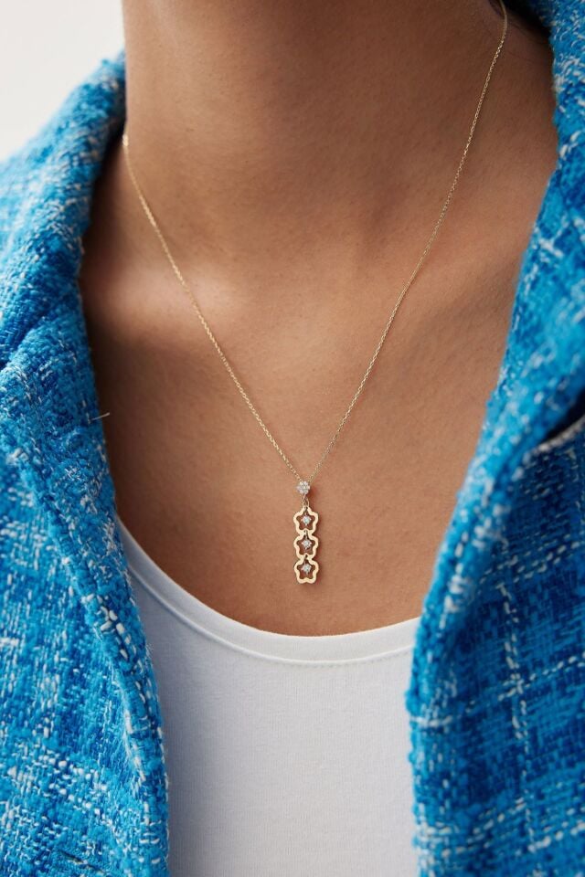 Altın Sıralı Çiçek Kolye