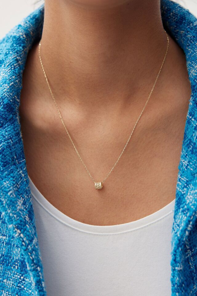 Altın Tasarım Silindir Kolye