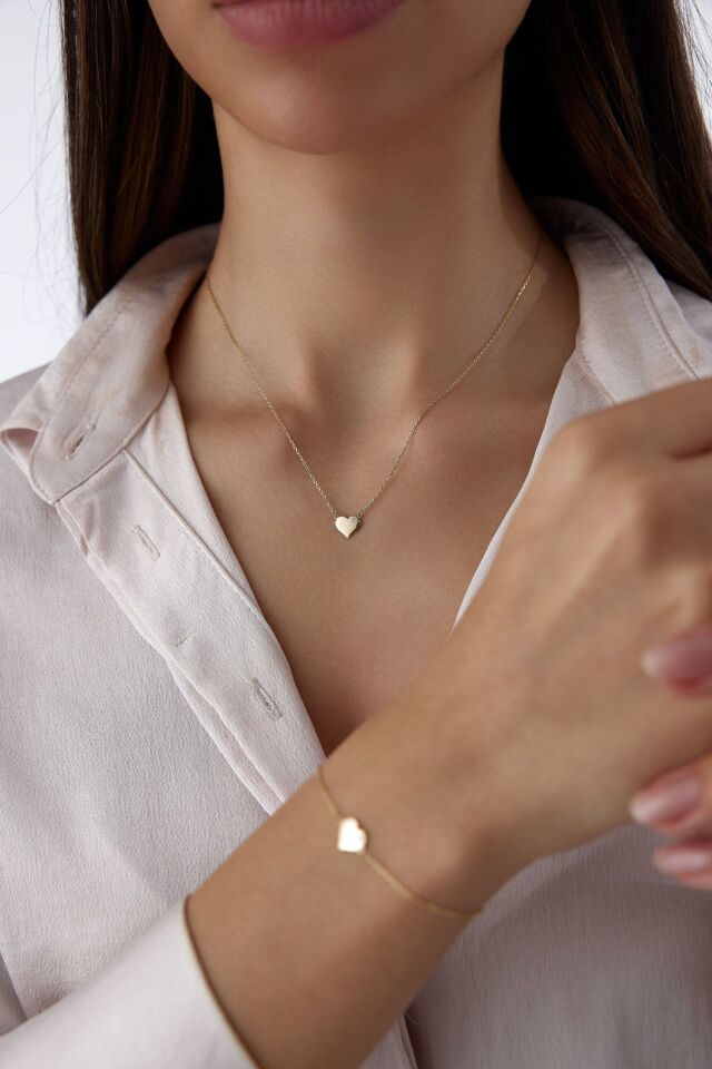 Altın Minimal Kalp Set