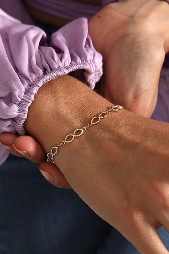 Altın Üç Renk Sonsuzluk Figürlü Bileklik