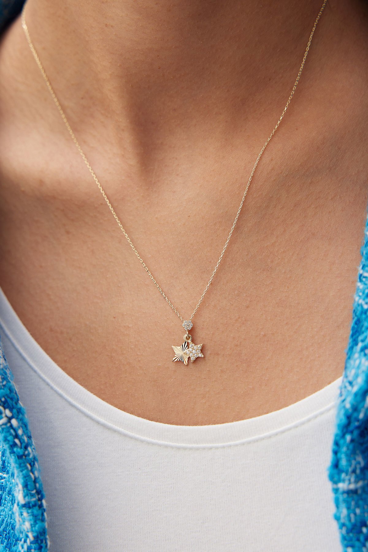 Altın Double Stars Kolye