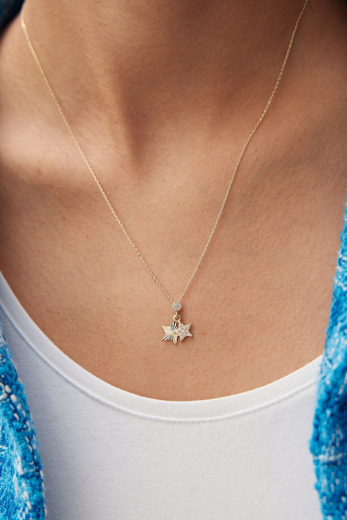 Altın Double Stars Kolye