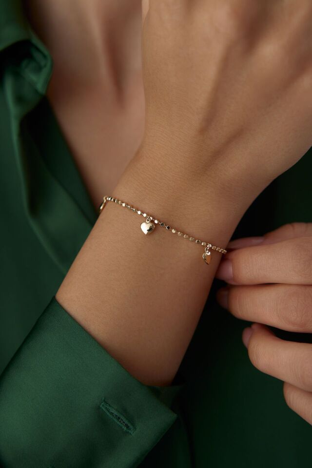 Altın Sallantılı Kalp Bileklik