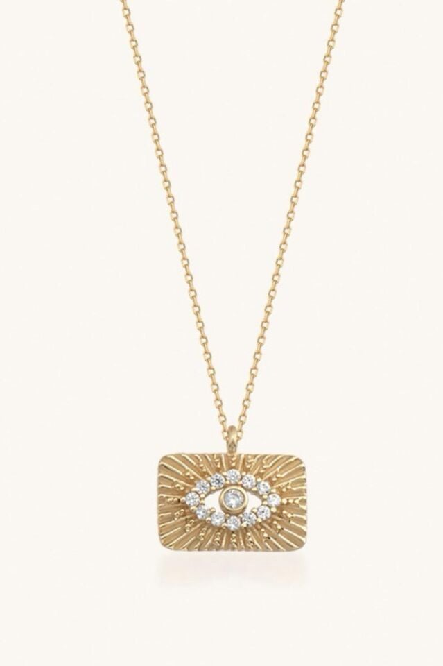 Altın Plaka Form Göz Kolye