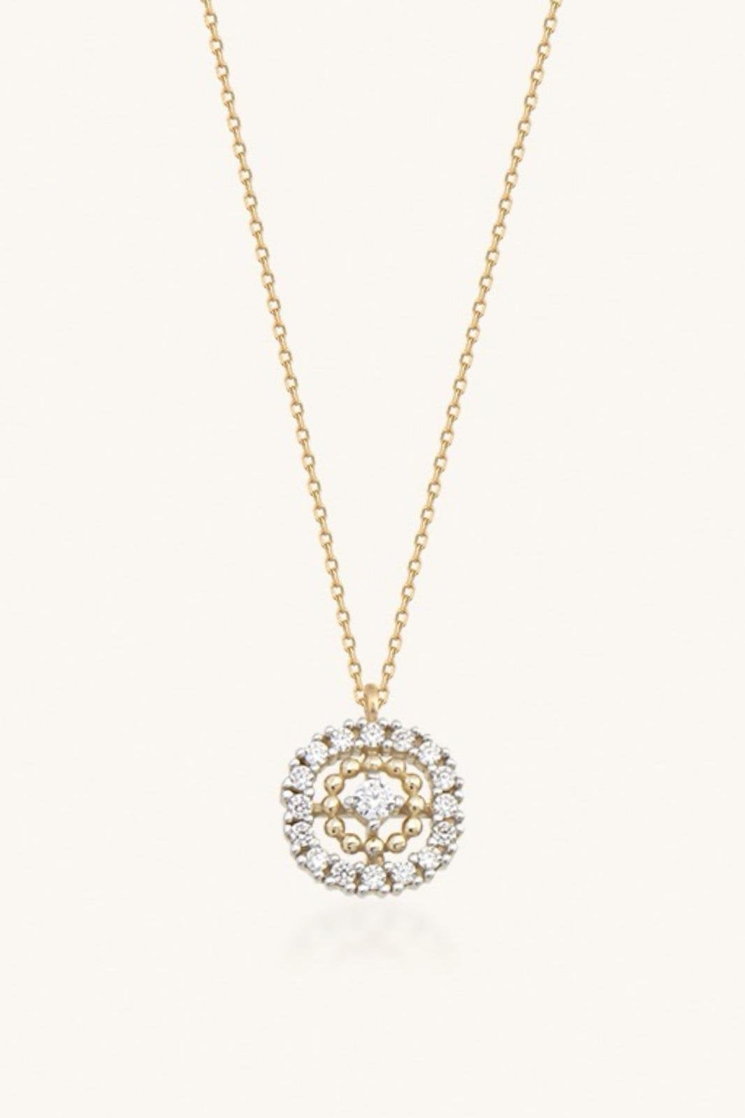 Altın Yuvarlak Taşlı Kolye