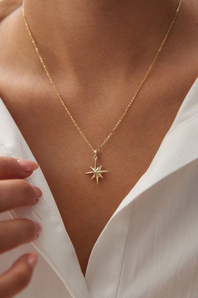 ALTIN NAZAR BONCUKLU KUTUP YILDIZI KOLYE