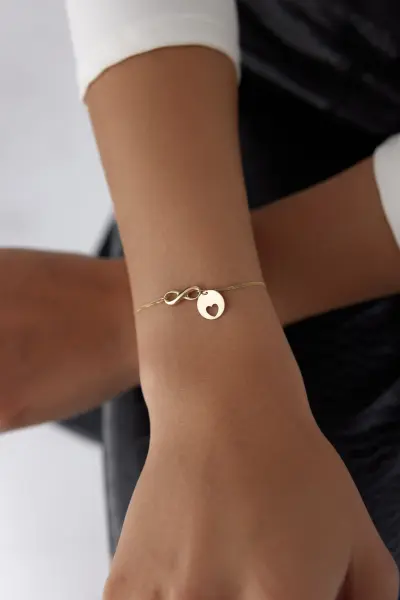 Altın Kalp Sonsuzluk Bileklik