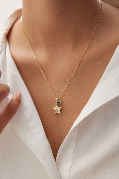 ALTIN NAZAR BONCUKLU YILDIZ KOLYE