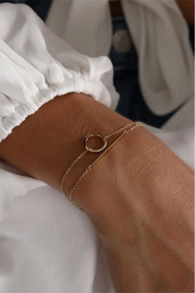 Altın Çift Yönlü Figürlü Bileklik