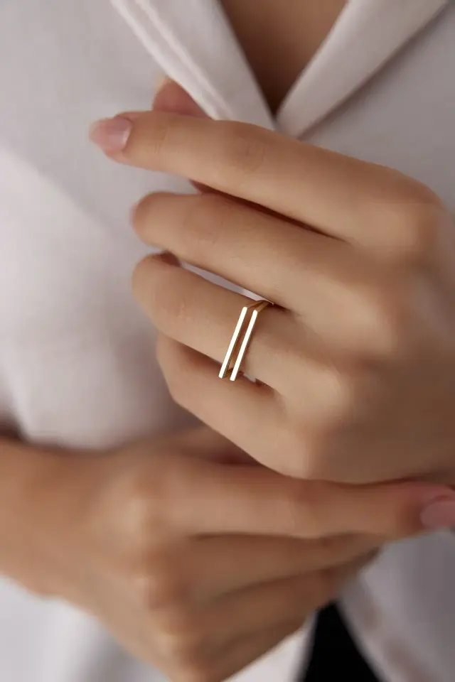 Altın Double Line Yüzük