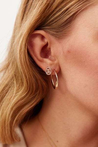 ALTIN OVAL TAŞLI BAGET KÜPE