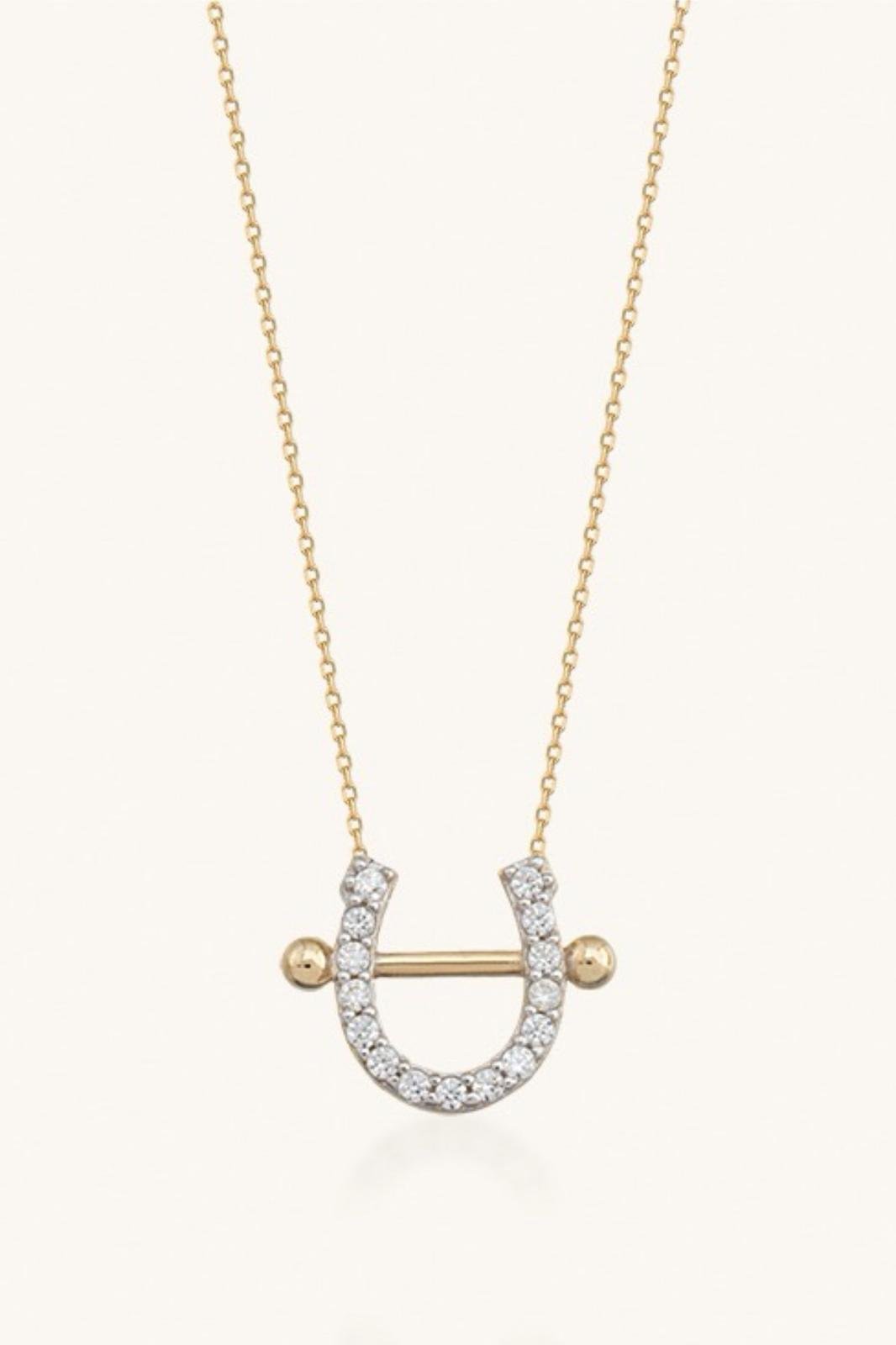 Altın Taşlı Nal Kolye