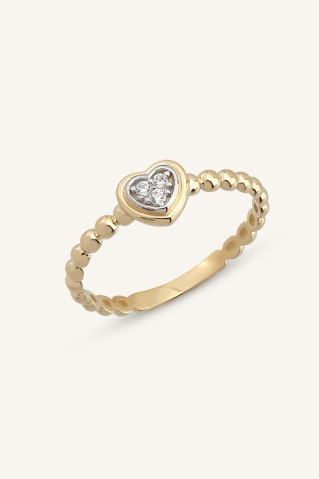 Altın Taşlı Kalpli Yüzük