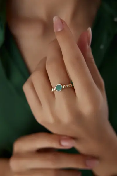 ALTIN MALAKİT  TAŞLI  YÜZÜK