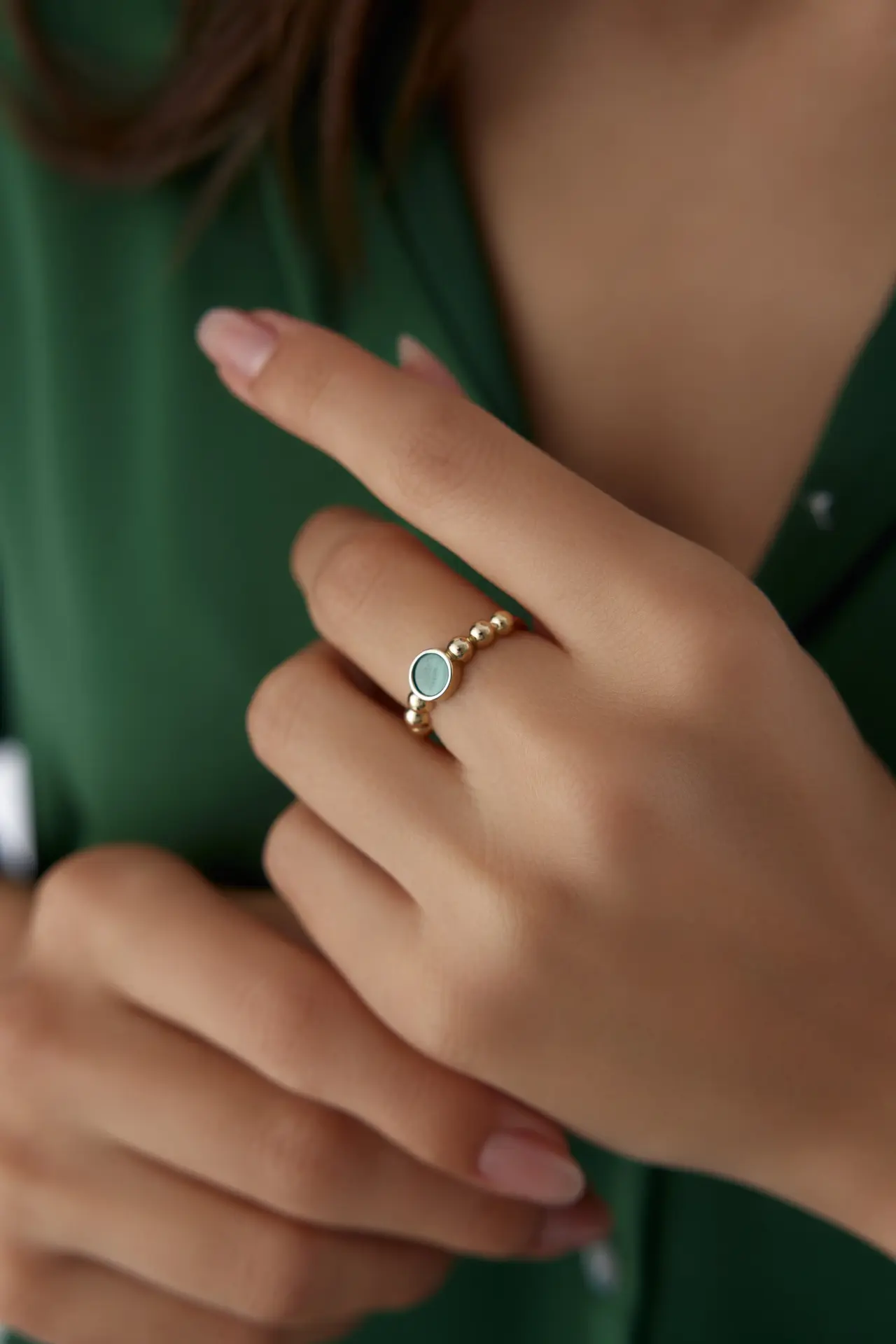 Altın Malakit Taşlı Yüzük