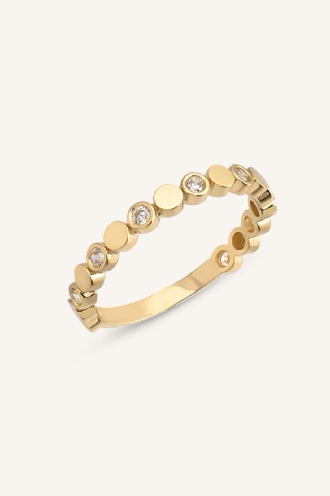 Altın Plakalı Taşlı Yüzük