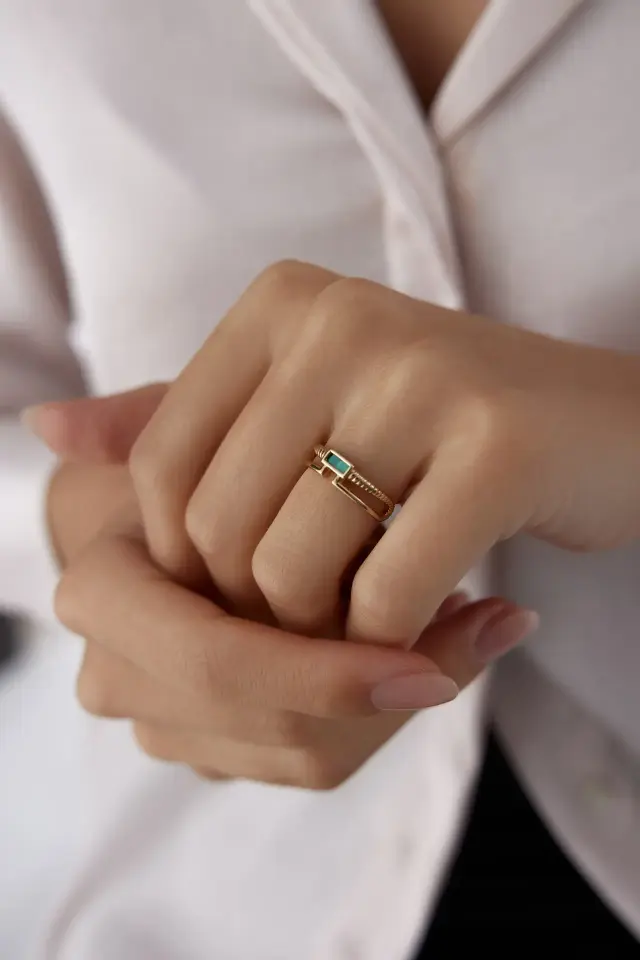 Altın Malakit Taşlı Dual Yüzük