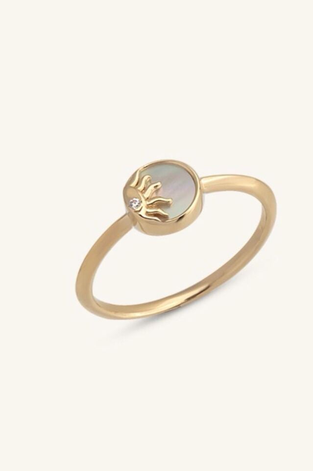 Altın Sedef Taşlı Güneş Yüzük