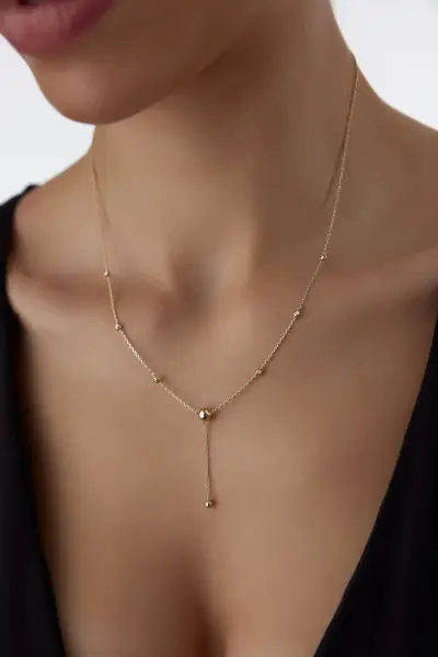 Altın Dorikalı Sallantılı Kolye