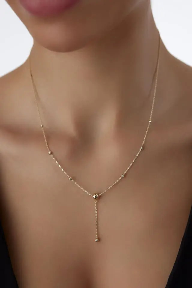 Altın Dorikalı Sallantılı Kolye