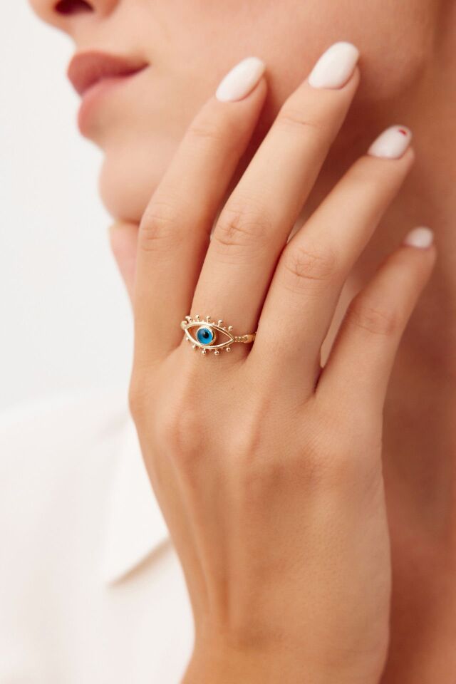 ALTIN NAZAR BONCUKLU  GÖZ YÜZÜK