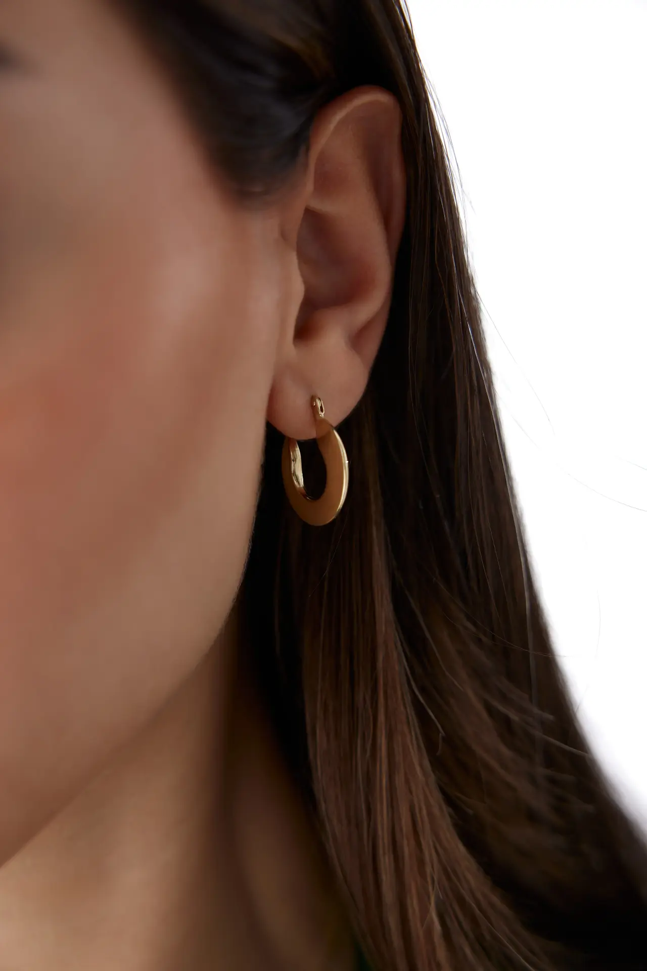 Altın Yassı Halka Küpe