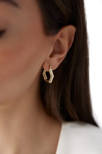 Altın Beşgen Küpe