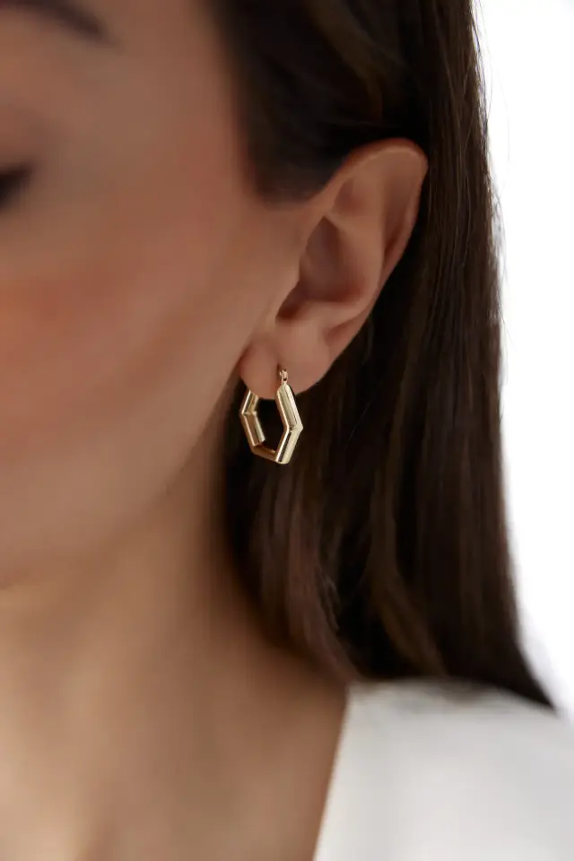 Altın Beşgen Küpe