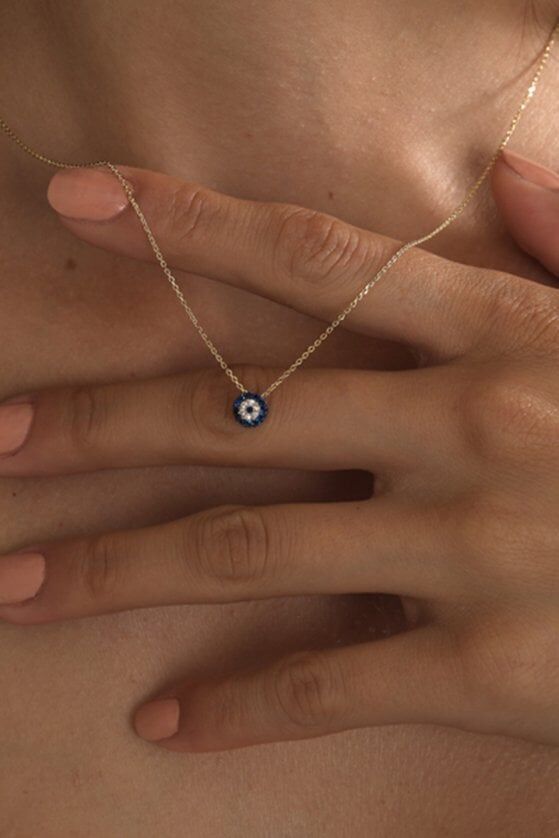 Altın Nazar Boncuğu Kolye