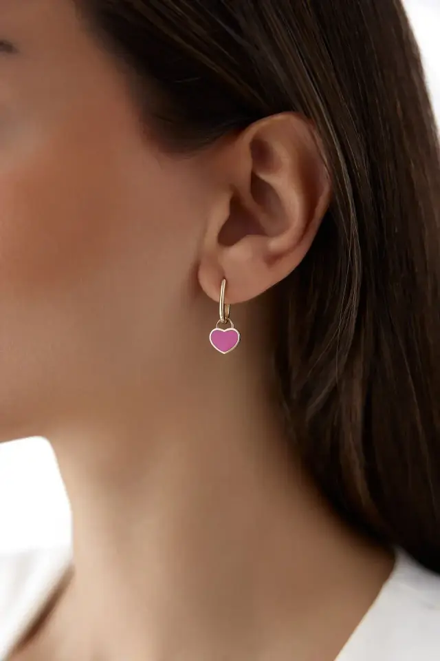 Altın Mineli Kalp Küpe