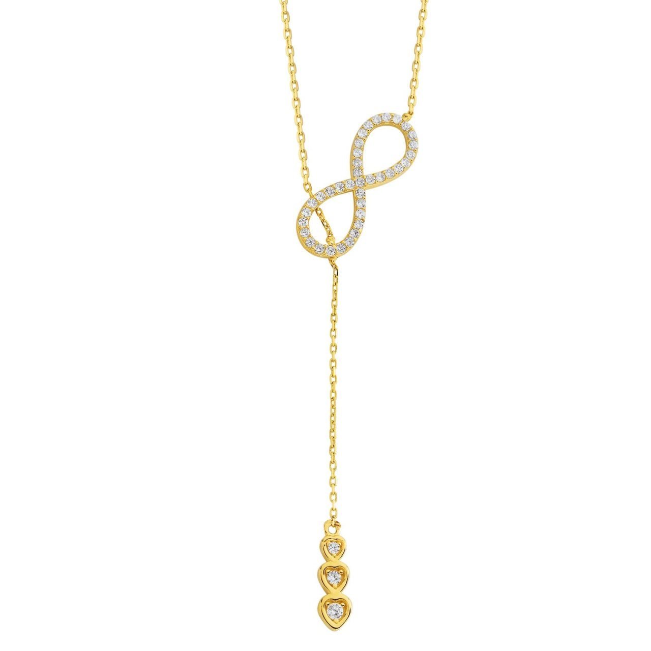 Altın Sallantılı Kalpli Sonsuzluk Kolye