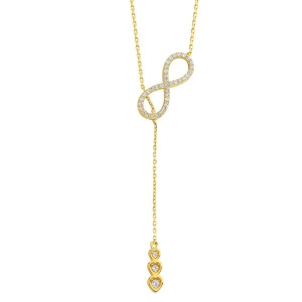 ALTIN SALLANTILI KALPLİ SONSUZLUK KOLYE