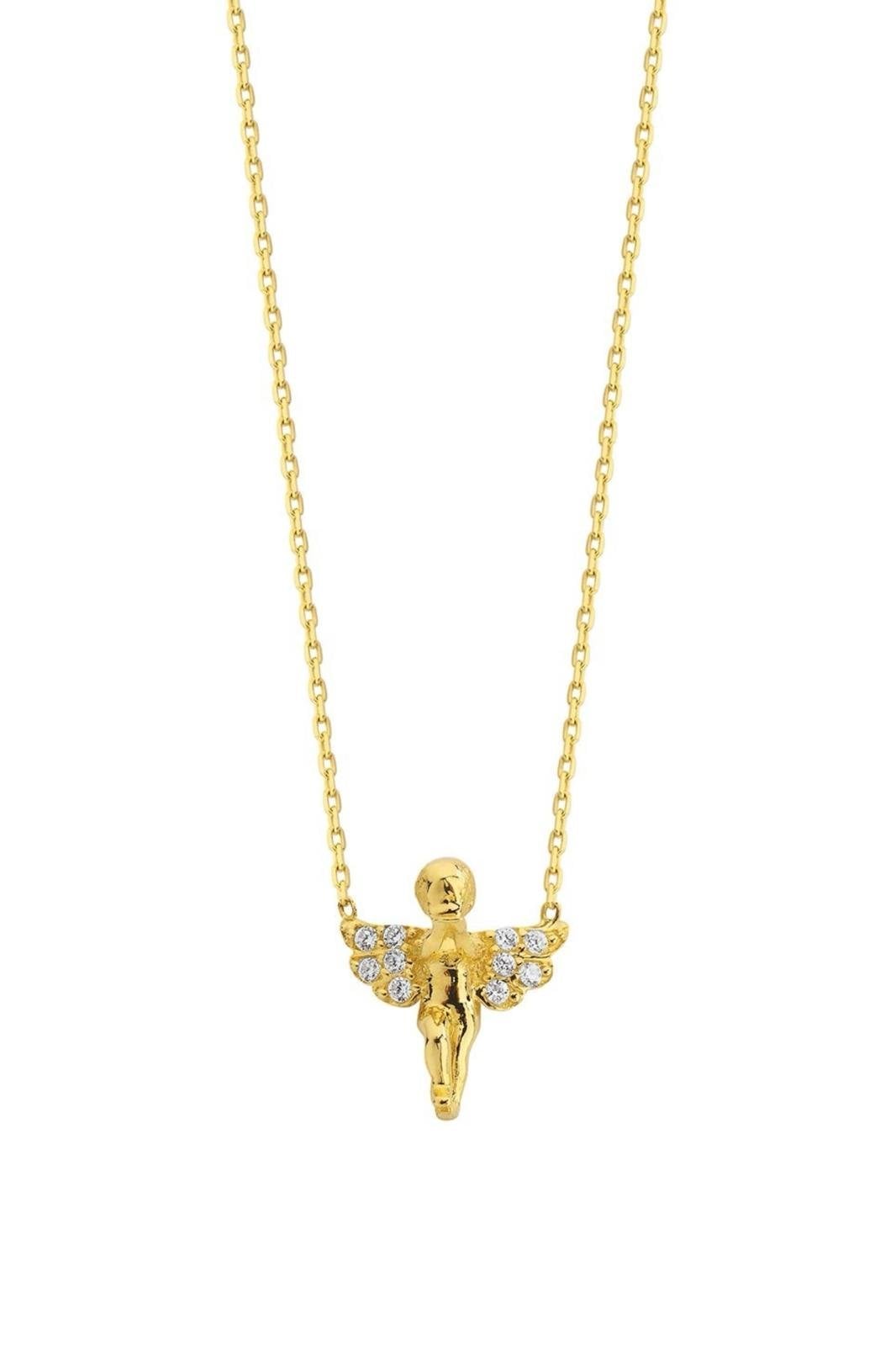 Altın Taşlı Melek Kolye